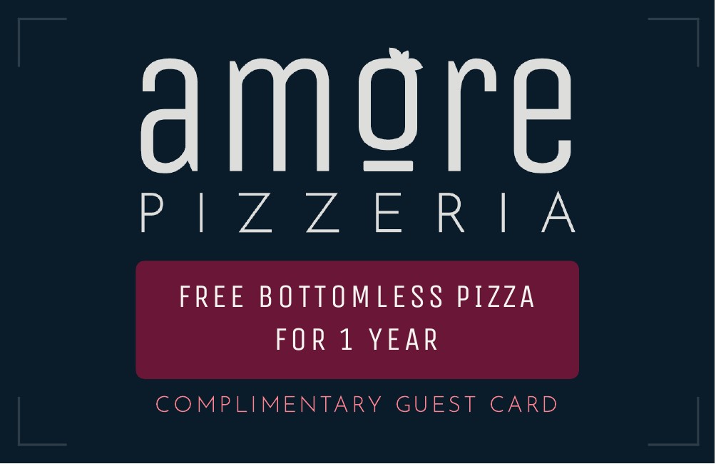 Free Bottomless Pizza for One Year card